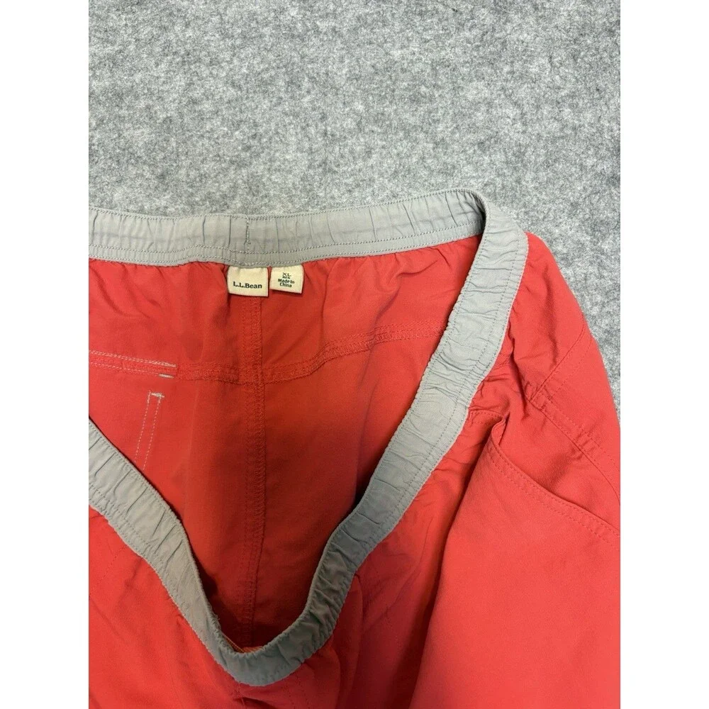Vtg 90s L.L. Bean Men’s Salmon Swim Trunks XL  Nylon Zip Pocket Elastic Waist